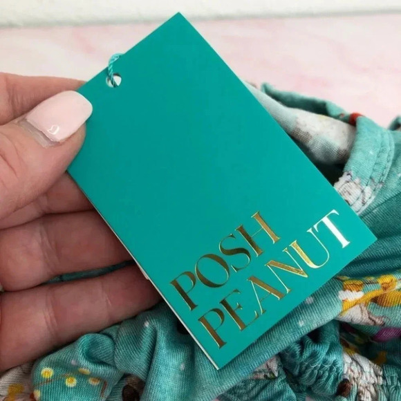 NWT Posh Peanut bubble romper long sleeve gnomey blue size 3-6 months - Picture 6 of 9